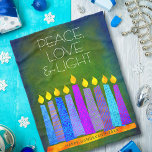 Manta Polar Green Hanukkah Menorah Velas de Paz Luz de Amor<br><div class="desc">"Paz, amor y luz". Un ilustracion juguetón, moderno y artístico de velas de patrón boho en una menorah te ayuda a iniciar las vacaciones de Hanukkah. Las variadas velas azules con coloridos estampados de Relieve metalizado falso cubren un fondo rico y verde y texturado. Sienta el calor y la alegría...</div>
