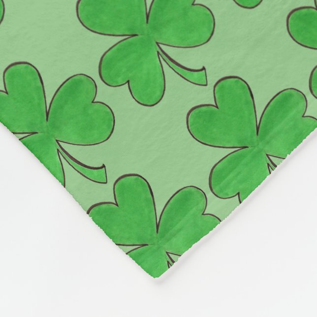 Manta Polar Green Shamrock Clover Lucky St. Patrick (Esquina)