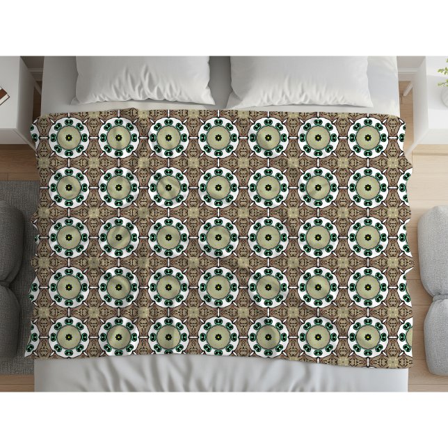 Manta Polar Green, white and brown mandala  (Subido por el creador)