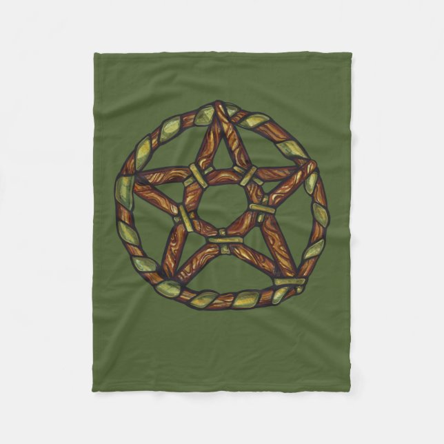 Manta Polar Green Witch Pentacle Nature Wicca (Anverso)