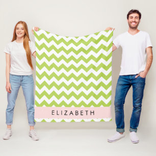 Manta Polar Green Zigzag, Green Chevron, Tu Nombre