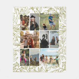 Manta Polar Greenery 9 Collage de Fotos Personalizado