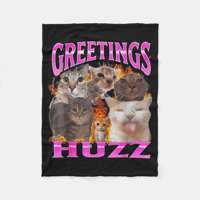 Manta Polar Greetings Huzz Funny Cat Meme Bootleg Graphic Men  (Anverso)
