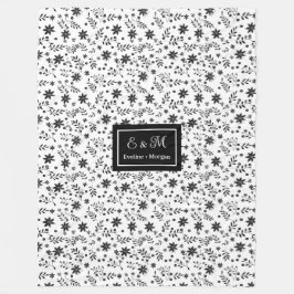 Manta Polar Grey Hues Floral Blanket Modern Custom Name Style