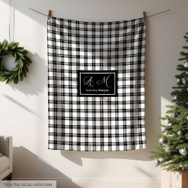 Manta Polar Grey Hues Rustic Black White Plaid Blanket for Him