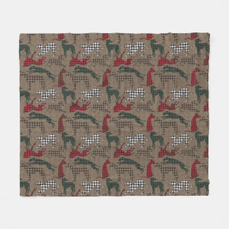 Manta Polar Greyhound Navidades Plaid Burlap
