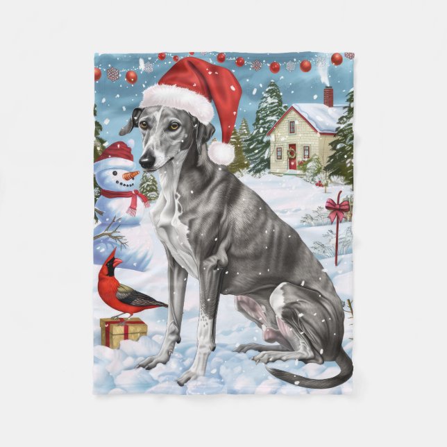 Manta Polar Greyhound Winter Navidades Wonderland Alegría (Anverso)