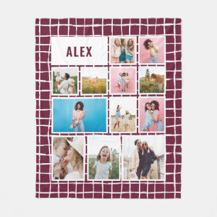 Manta Polar Grid Burgundy 12 foto moderna mínima abstracta