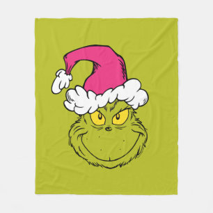 Manta Polar Grinch con sombrero rosa de Santa