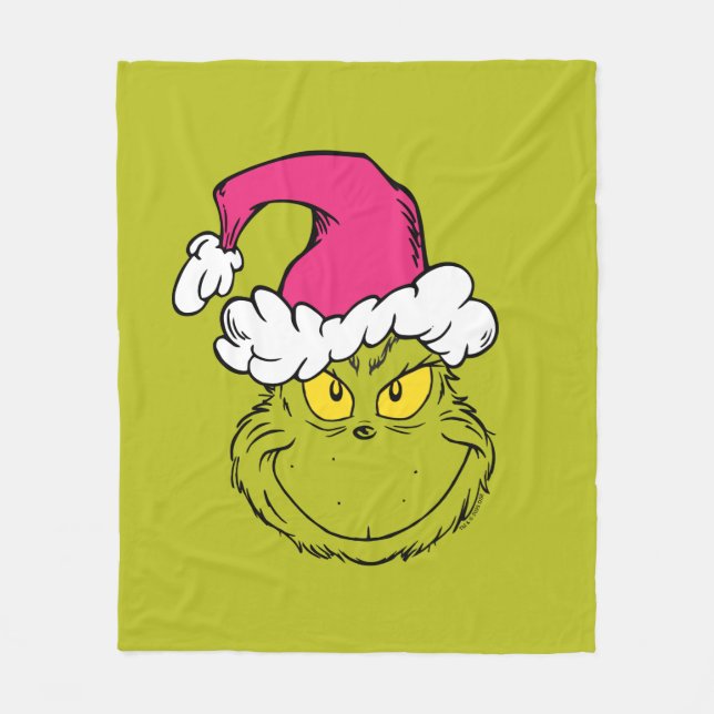 Manta Polar Grinch con sombrero rosa de Santa (Anverso)