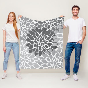 Manta Polar Gris Abstract Floral