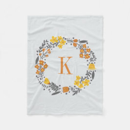 Manta Polar Gris anaranjado floral personalizado de la