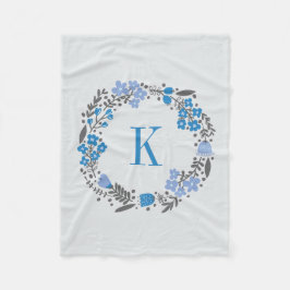 Manta Polar Gris azul floral personalizado de la guirnalda y