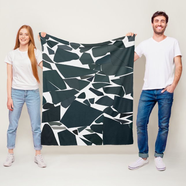 Manta Polar Gris azul geométrico moderno (In situ)