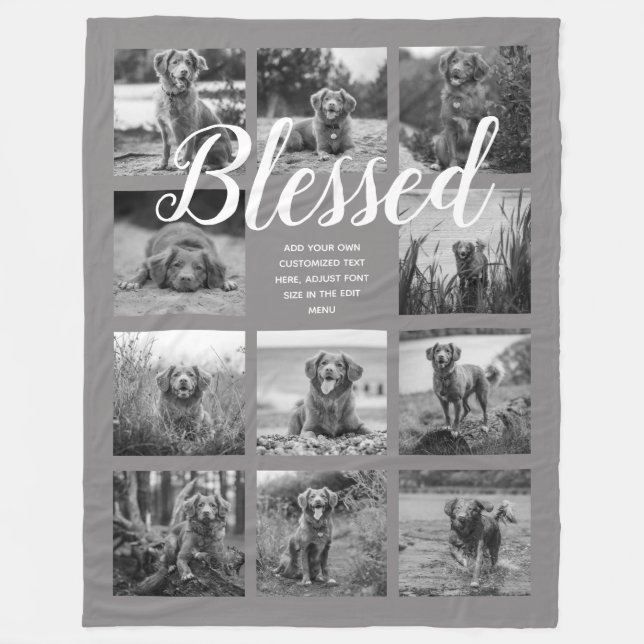 Manta Polar Gris BENDIDO de 11 Collages de fotos personalizado (Anverso)