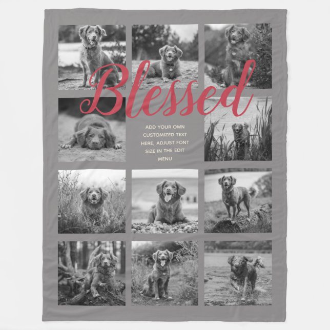 Manta Polar Gris BENDIDO de 11 Collages de fotos personalizado (Anverso)