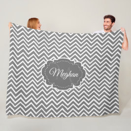 Manta Polar Gris Chevron Personalizado Fleece Blanket