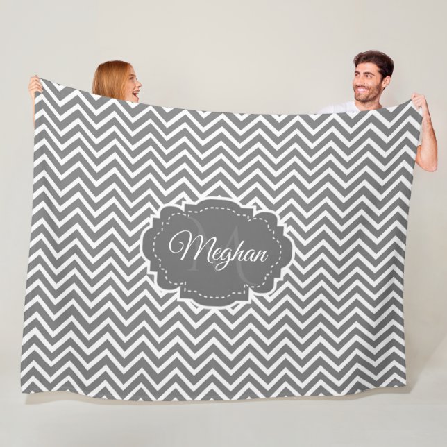 Manta Polar Gris Chevron Personalizado Fleece Blanket (In situ)