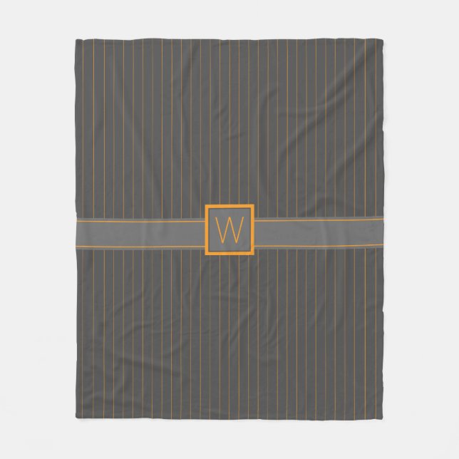 Manta Polar Gris con Naranja Pinstripes Funda (Anverso)