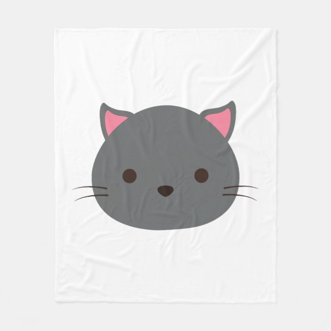 Manta Polar Gris Cute Cat (Anverso)