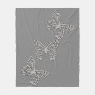 Manta Polar Gris de mariposa de plata suave