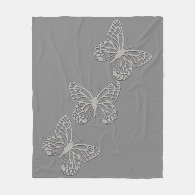 Manta Polar Gris de mariposa de plata suave (Anverso)