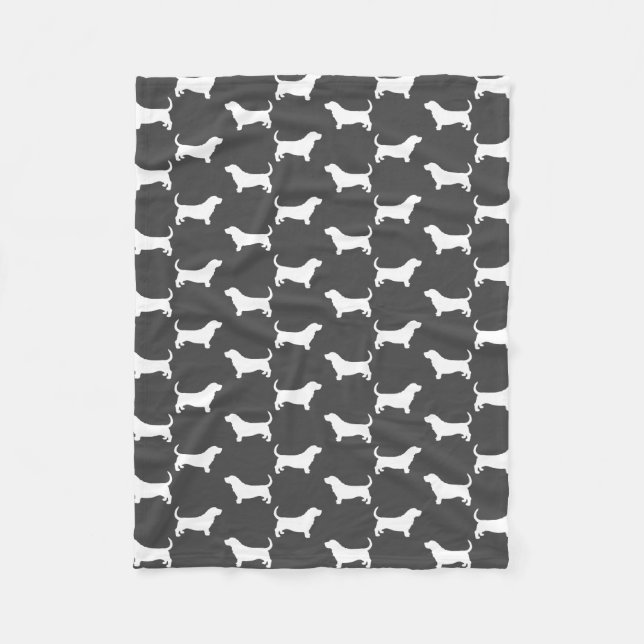 Manta Polar Gris del modelo de las siluetas de Basset Hound (Anverso)