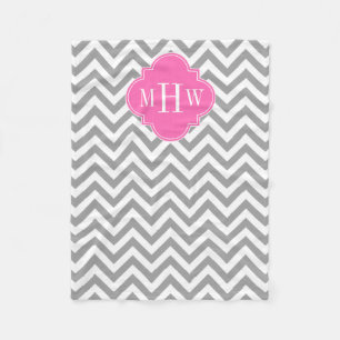 Manta Polar Gris Dk Chevron Quatrefoil Rosa Caliente 3 Monogra