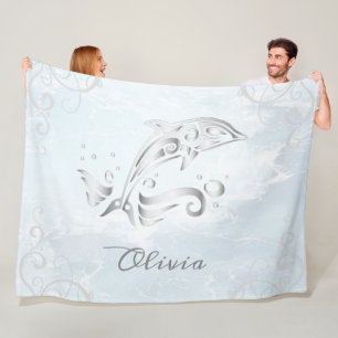 Manta Polar Gris Dolphin Personalizado Fleece Blanket