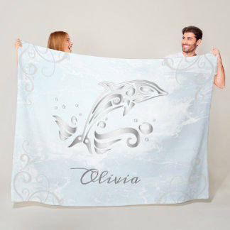 Manta Polar Gris Dolphin Personalizado Fleece Blanket