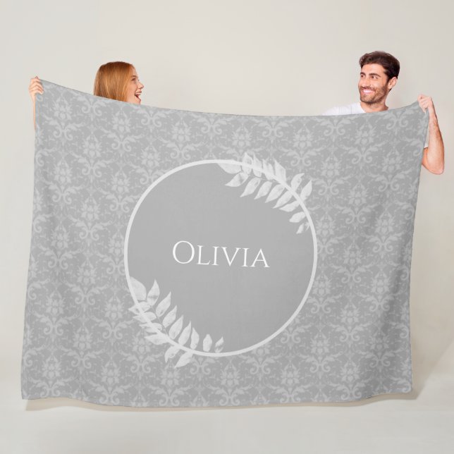 Manta Polar Gris Elegant Damask Personalizado Fleece Blanket (In situ)