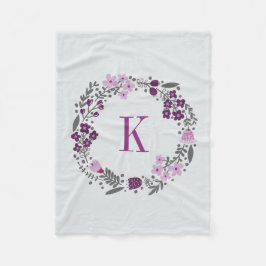 Manta Polar Gris floral personalizado de la guirnalda y de la