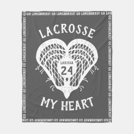 Manta Polar Gris Lacrosse My Heart Fleece Blanket