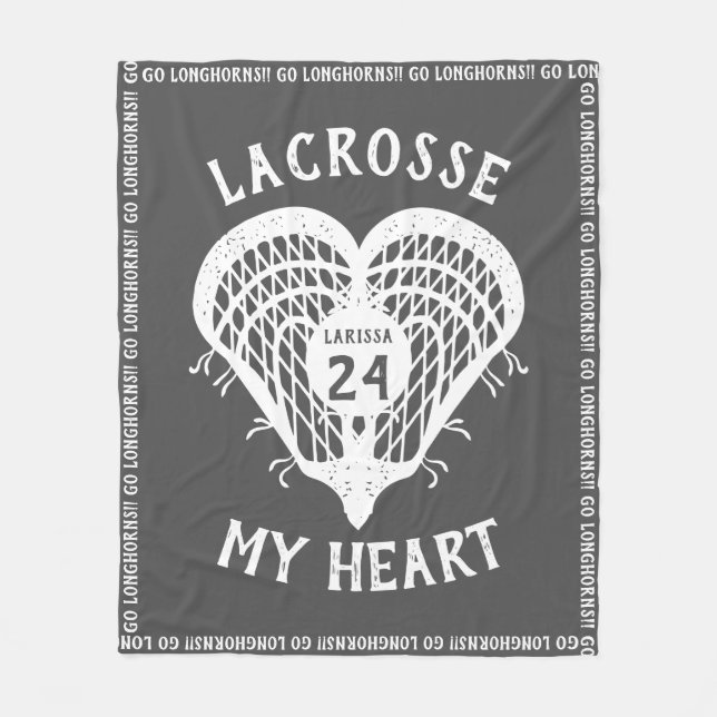 Manta Polar Gris Lacrosse My Heart Fleece Blanket (Anverso)