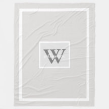 Gris Moderno Simple Inicial y Nombre Fleece Blanke