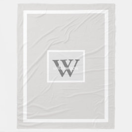 Manta Polar Gris Moderno Simple Inicial y Nombre Fleece Blanke