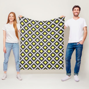 Manta Polar Gris oscuro, negro, diamantes de ikat amarillo de 