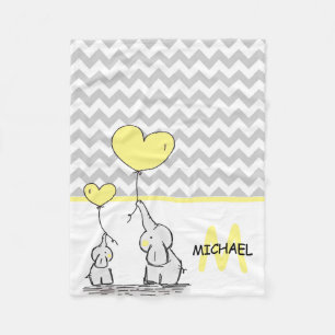 Manta Polar Gris personalizado Chevron del amarillo del