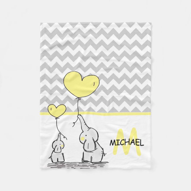 Manta Polar Gris personalizado Chevron del amarillo del (Anverso)