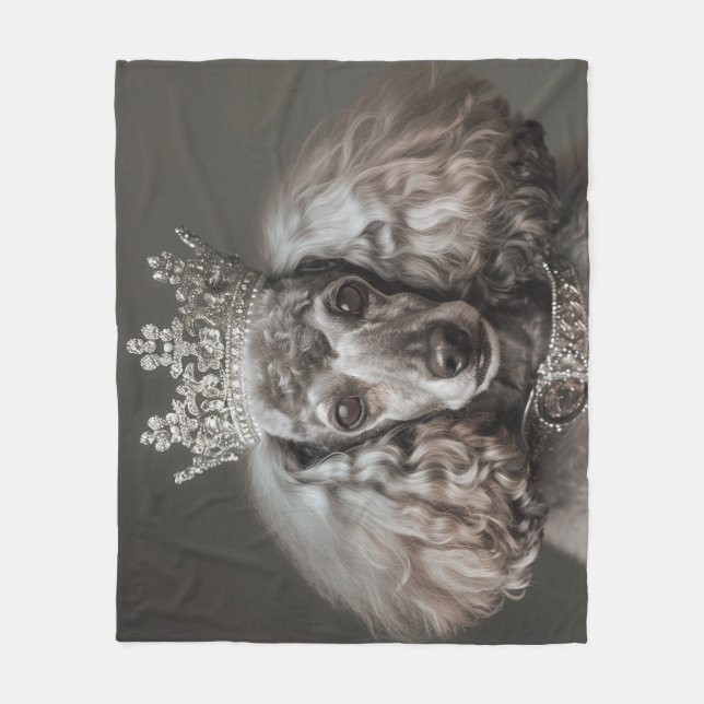 Manta Polar Gris Poodle vestido de princesa (Anverso)