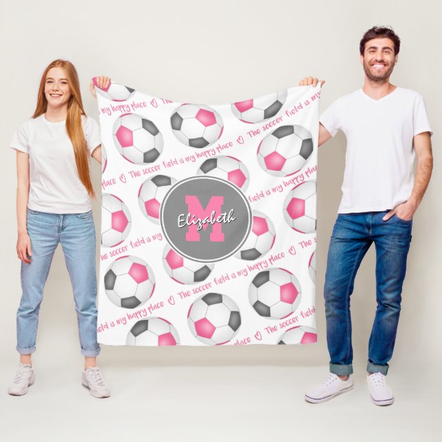 Manta Polar gris rosa El campo de fútbol es mi lugar feliz (In situ)