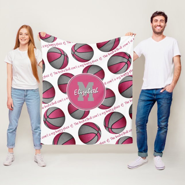 Manta Polar gris rosa La cancha de baloncesto es mi lugar feli (In situ)