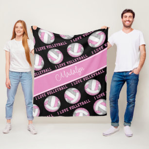 Manta Polar gris rosa me encanta el patrón de texto de voleibo