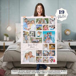 Manta Polar Gris rosa rosa de 19 Collages de fotos personaliza
