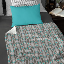 Gris Taupe Aqua Turquoise Blue Tribal Art Pattern