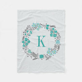 Manta Polar Gris verde azulado floral personalizado de la
