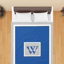 Gris y azul moderno simple inicial y nombre