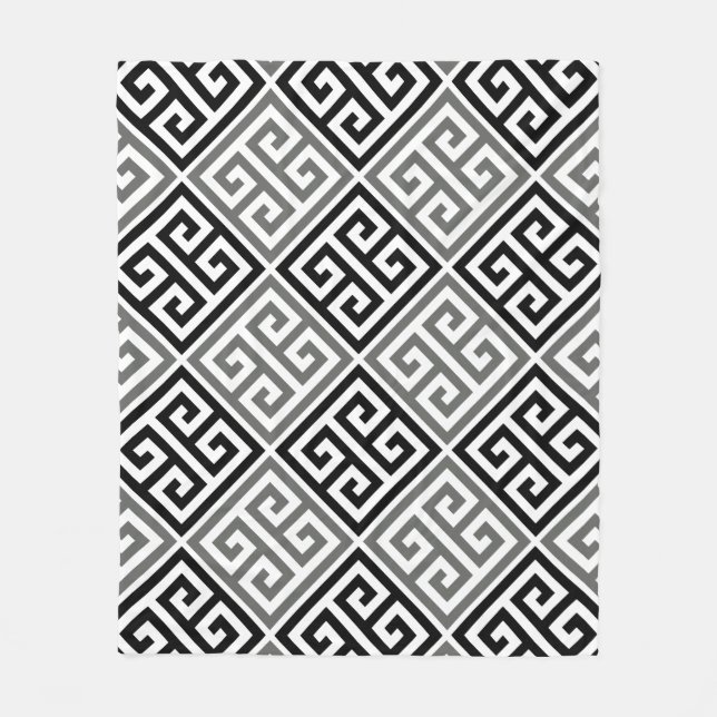 Manta Polar Gris Y Black Greek Key Motif (Anverso)