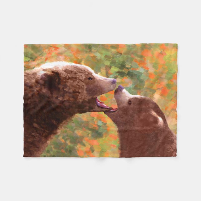 Manta Polar Grizzly Bear Mom and Cub Painting - Wildlife Art (Frente (Horizontal))