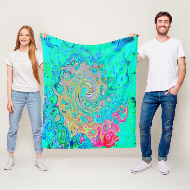 Manta Polar Groovy Abstract Retro Arcoiris Liquido Swirl (In situ)